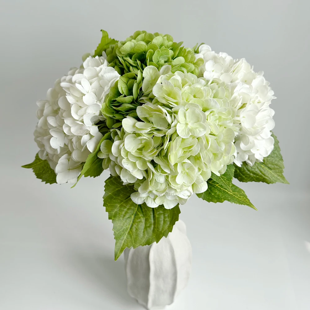 Green Hydrangea Artificial Flowers Like Real Hydrangea Flowers Decoration Wedding Arrangement Flowers Decor Bridal Bouquet 3Pcs