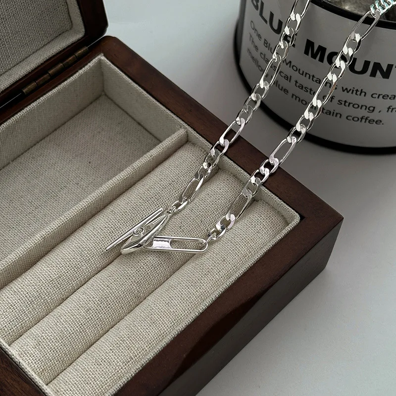 

925 Sterling Silver Sideways Cuba Geometry Pendants Aesthetic Necklaces For Women Jewelry Elegant Accessories Money 925