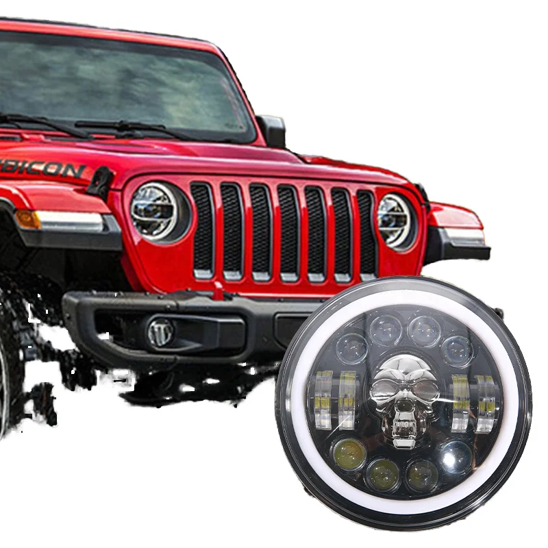 

7 Inch 30W Skull LED Fog Light Assembly 12V Front Position Round Fog Lamps for Wrangler for Offroad Driving