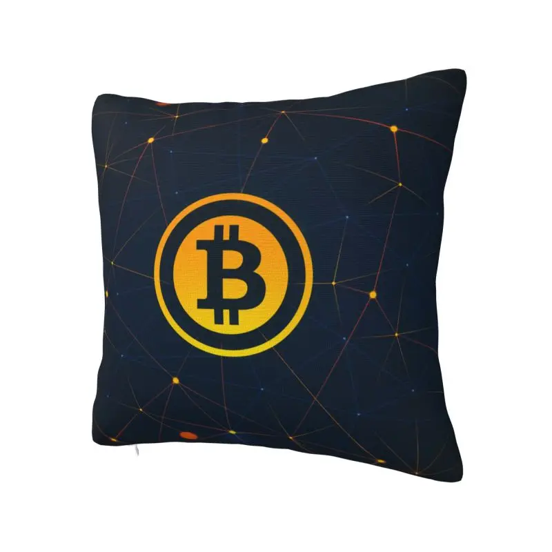 Bitcoin Digital Art Currency Cushion Covers Cryptocurrency Btc Blockchain Geek Soft Luxury Throw Pillow