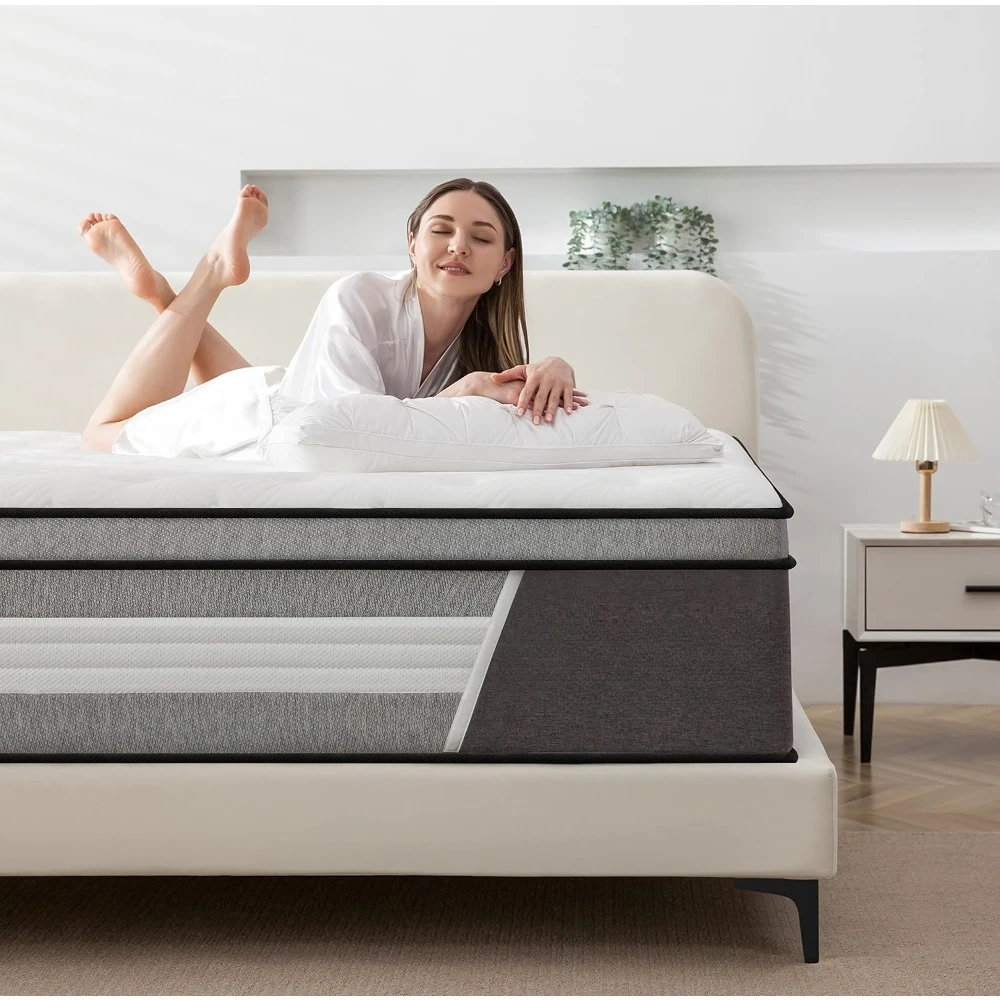 10 Inch Innerspring Hybrid Mattress in a Box with Gel Memory Foam, Individually Wrapped Encased Coil Pocket Spring Mattress