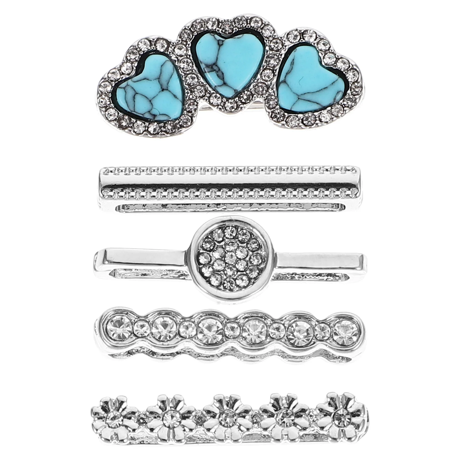 

5Pcs Mini Watchband Charms Set Stylish Alloy Decor Rings for Smartwatch Straps Smooth Finish Ideal Gift for Daily Or Formal Use
