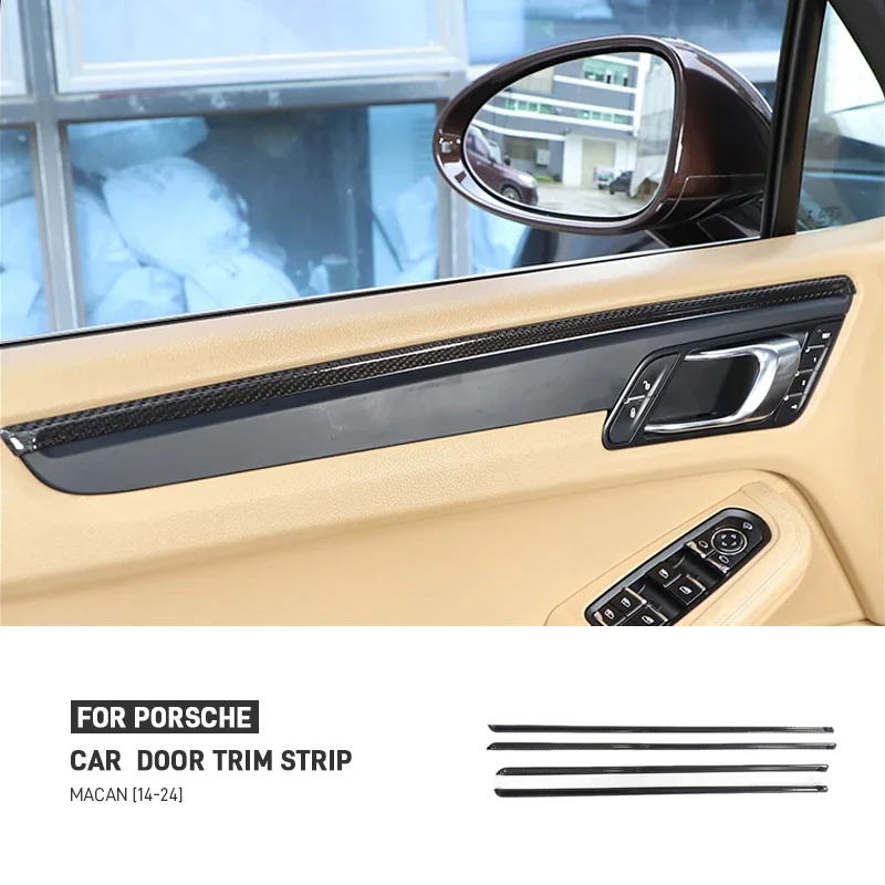 

Real Carbon Fiber Car Inner Door Handle Bowl Trim Cover Decoration Sticker Auto Interior Accessories For Porsche Macan 2014-2024