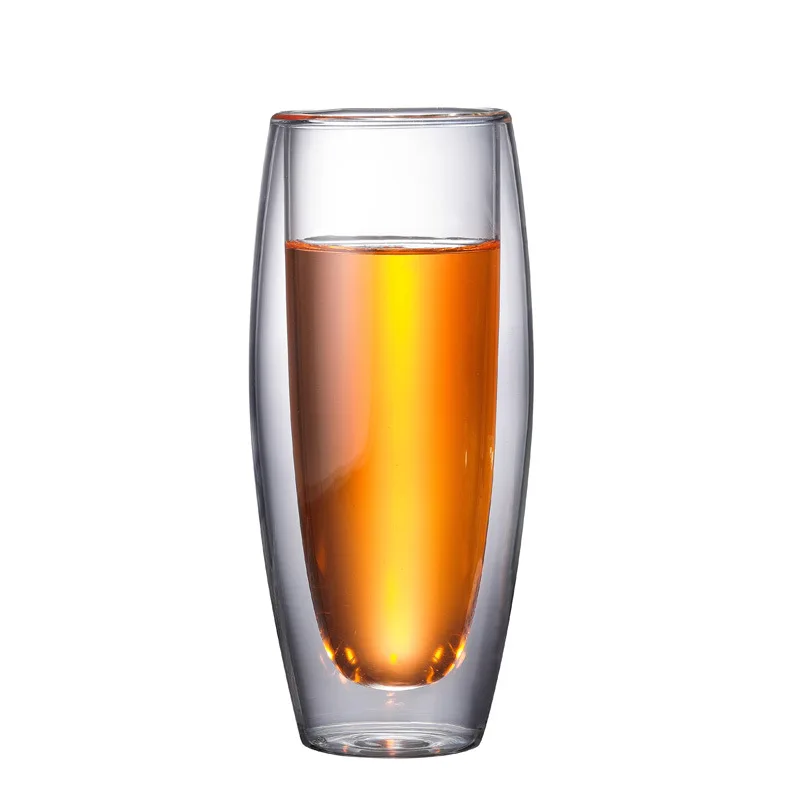 

1 Piece 240ml 8oz Double Wall Champagne Glass Cup Heat Cold Insulation Thick Double Wall Milk Coffee Glass Cup Tumbler Slim Cup