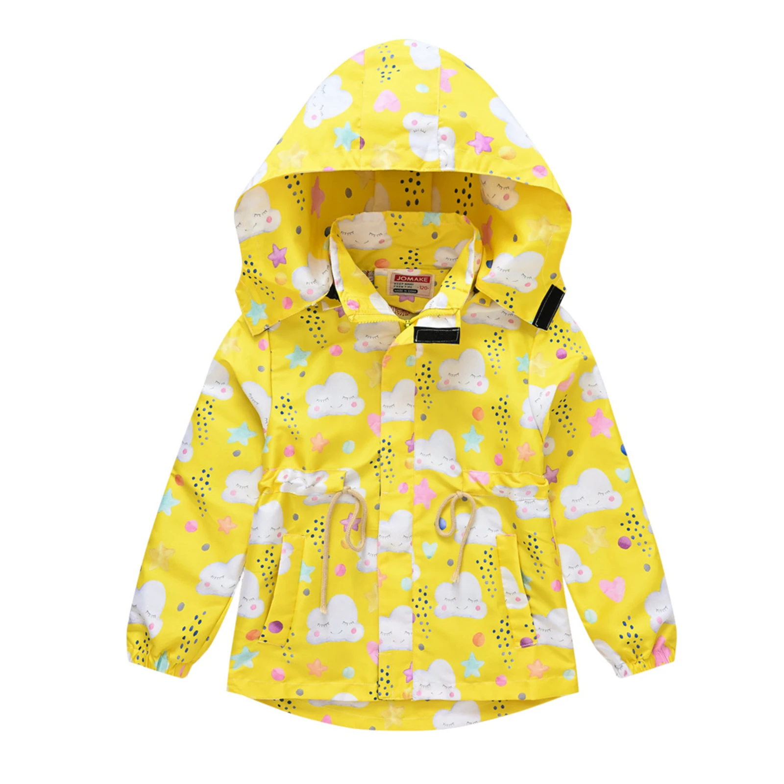 Kids Girls Cartoon Print Rain Jacket Outerwear Coat Waterproof Windbreaker Raincoat for Camping Hiking Sportswear Activities