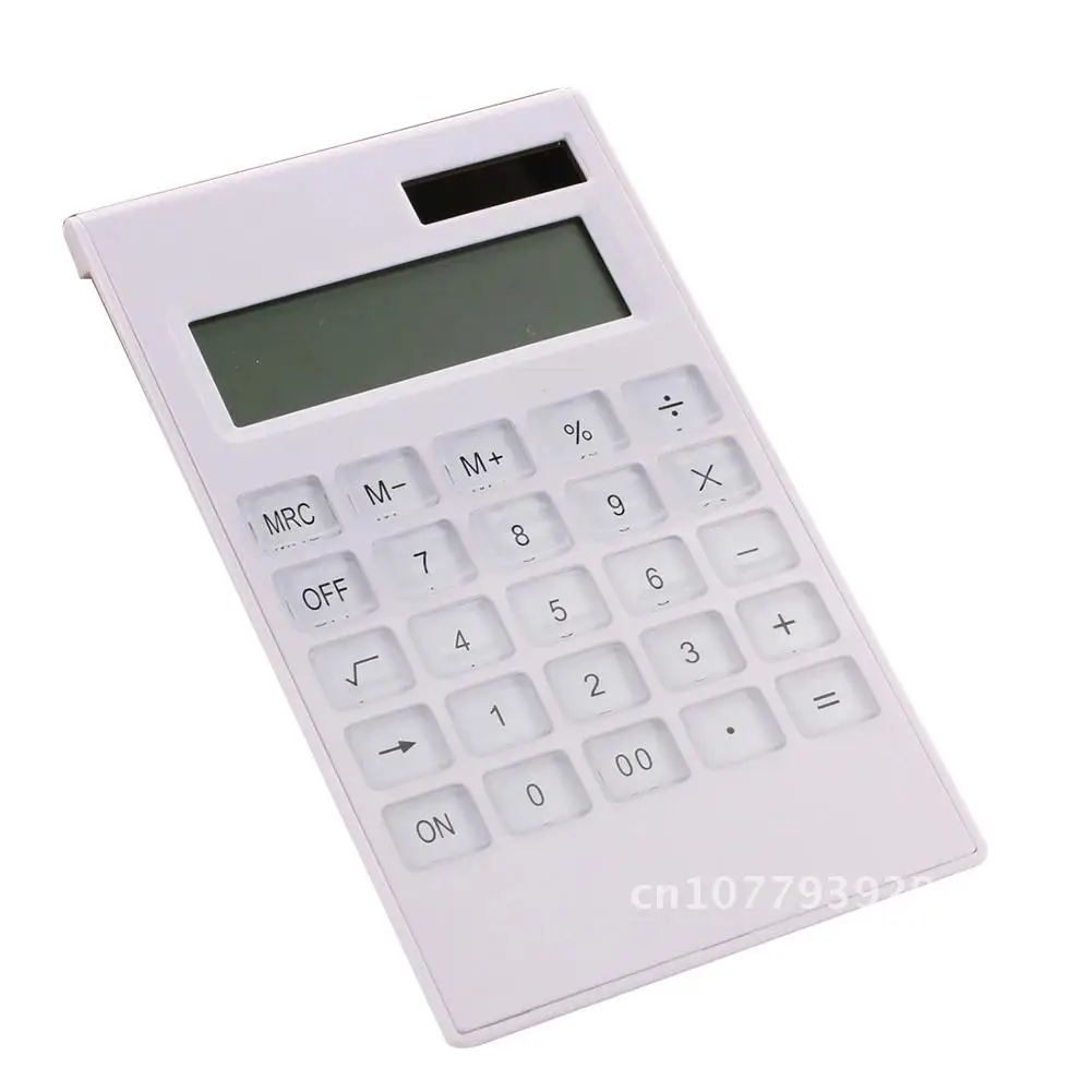 

12 Digital Calculator Crystal Buttons Solar Battery Dual Power Office Supplies