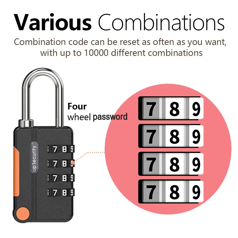 TSA Customs Code Lock for Travel Luggage Password Keyless Shackle Lock Changeable Backpack 4 Digit Code Combination Padlock