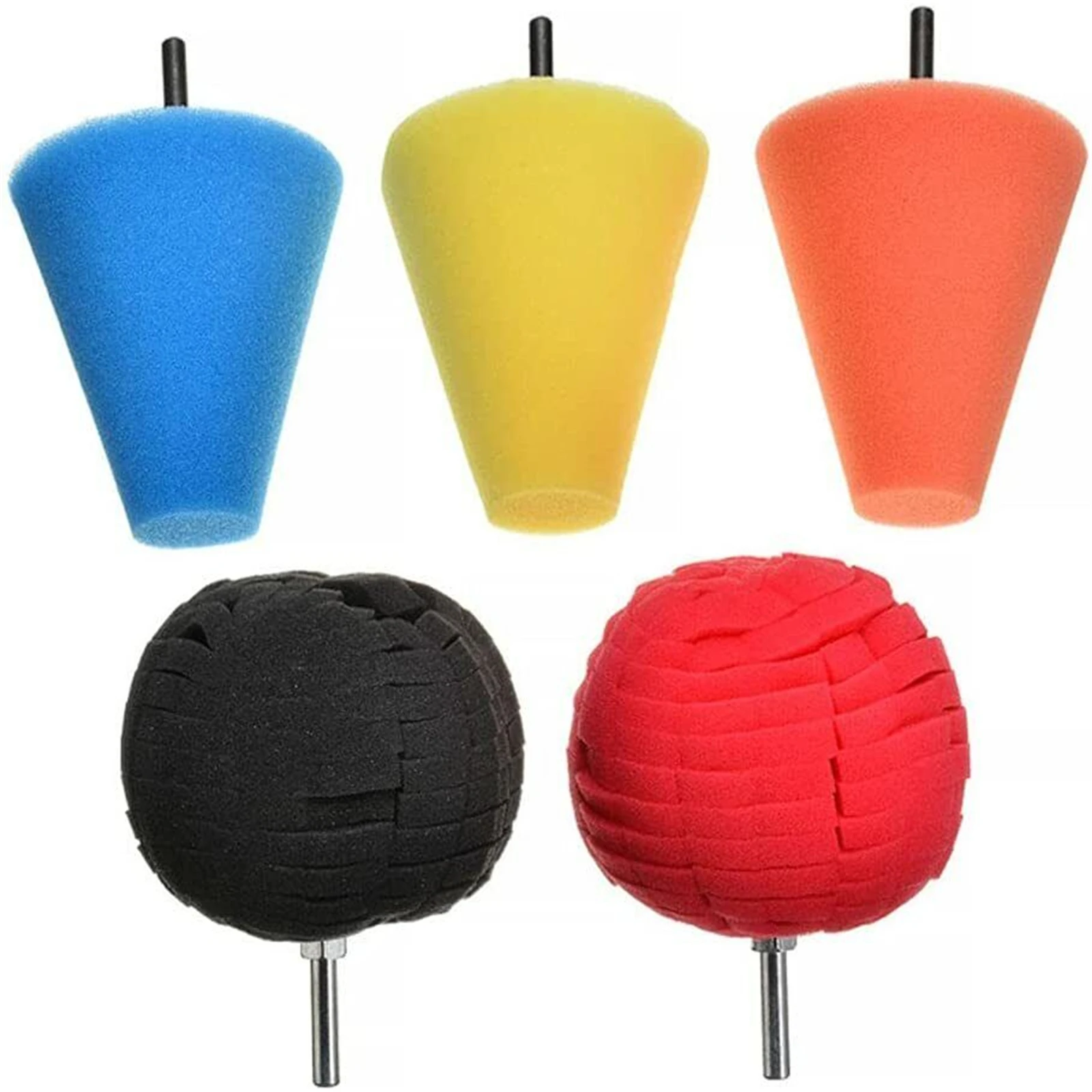 5pcs Polishing Pads Kit Cone/Ball Shape Wear Resistant Car Hub Waxing Buffing Pads For Car Polishing Agent