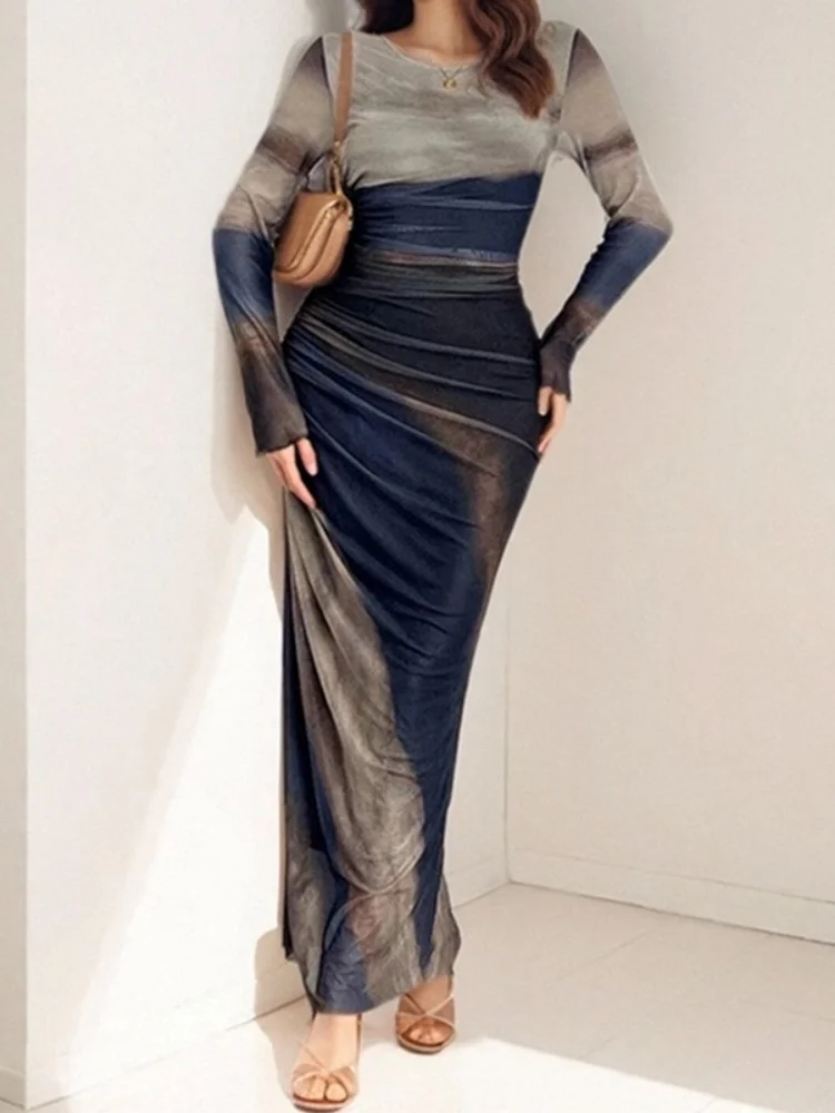 Hurtownia sukienek damskich Wmstar Wiosna 2025 Transgraniczna Odzież Europejsko-Amerykańska Sexy Wyszczuplająca Talia Wyszczuplająca Długi Rękaw