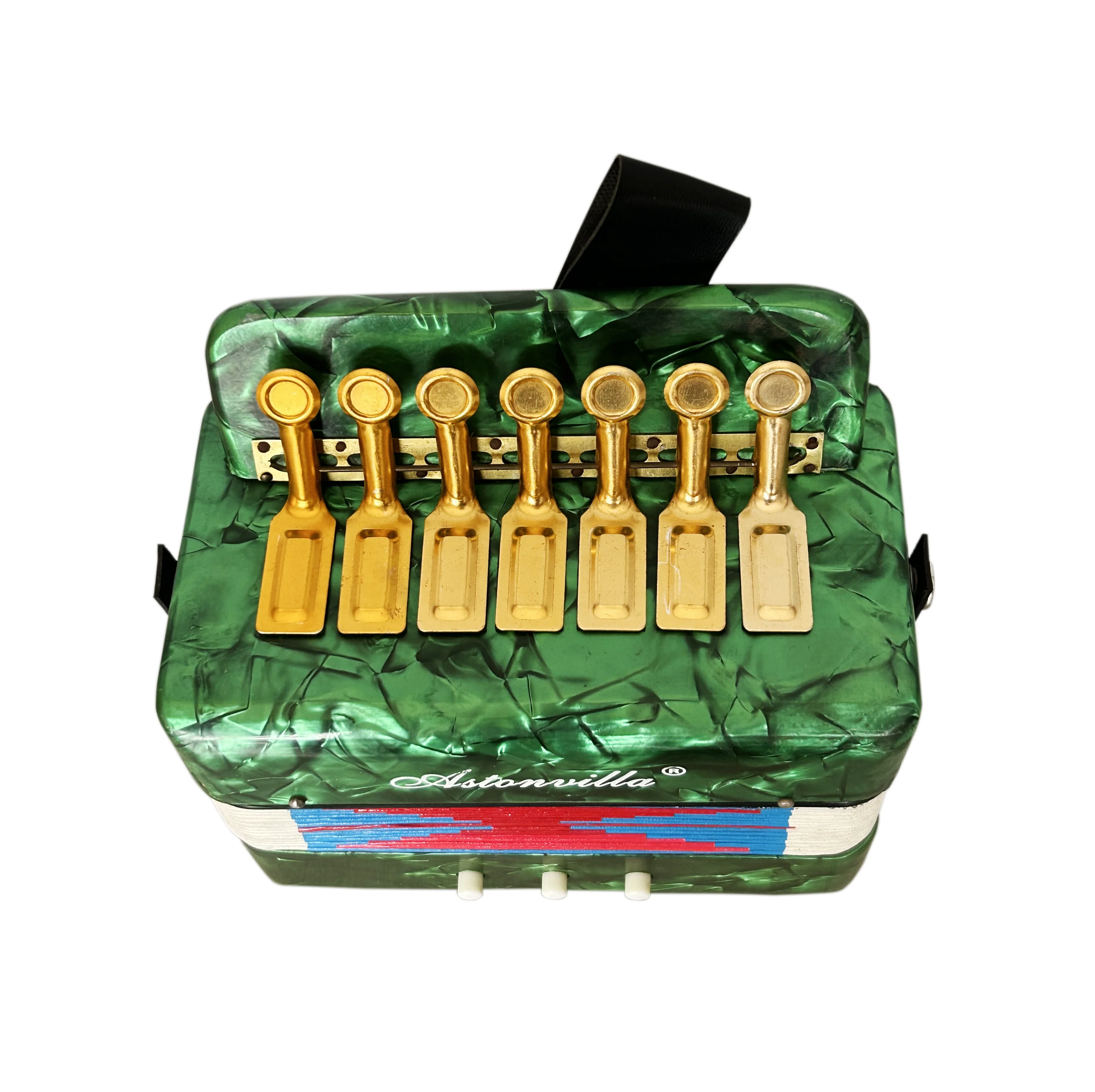 SEASOUND OEM Fisarmonica cromatica a 14 toni Strumento giocattolo in legno durevole a 7 tasti per bambini Modello UC102