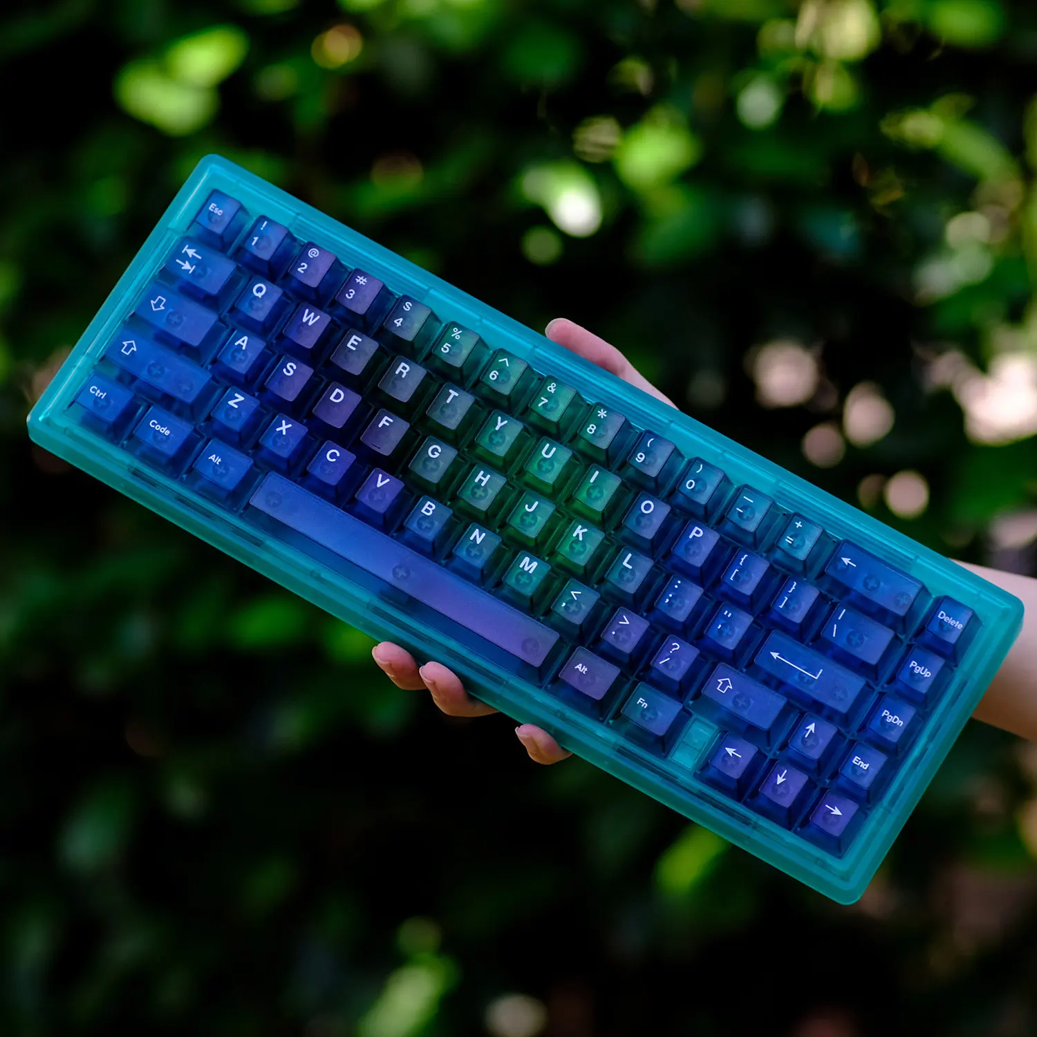 

Gradual change blue gradual change ABS fog transparent keycap original height mechanical keyboard cap wooting61/68