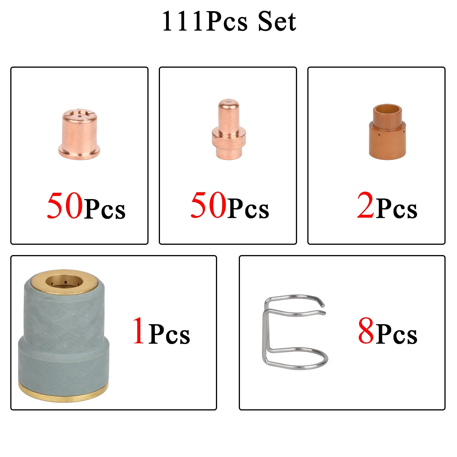 

111Pcs Nozzle Tip Electrode Shield Swirl Ring Air Gas Diffuser PE0007 PD0088 PC0003 CV0010 LT50 CB50 CB-50 Plasma Cutting Torch