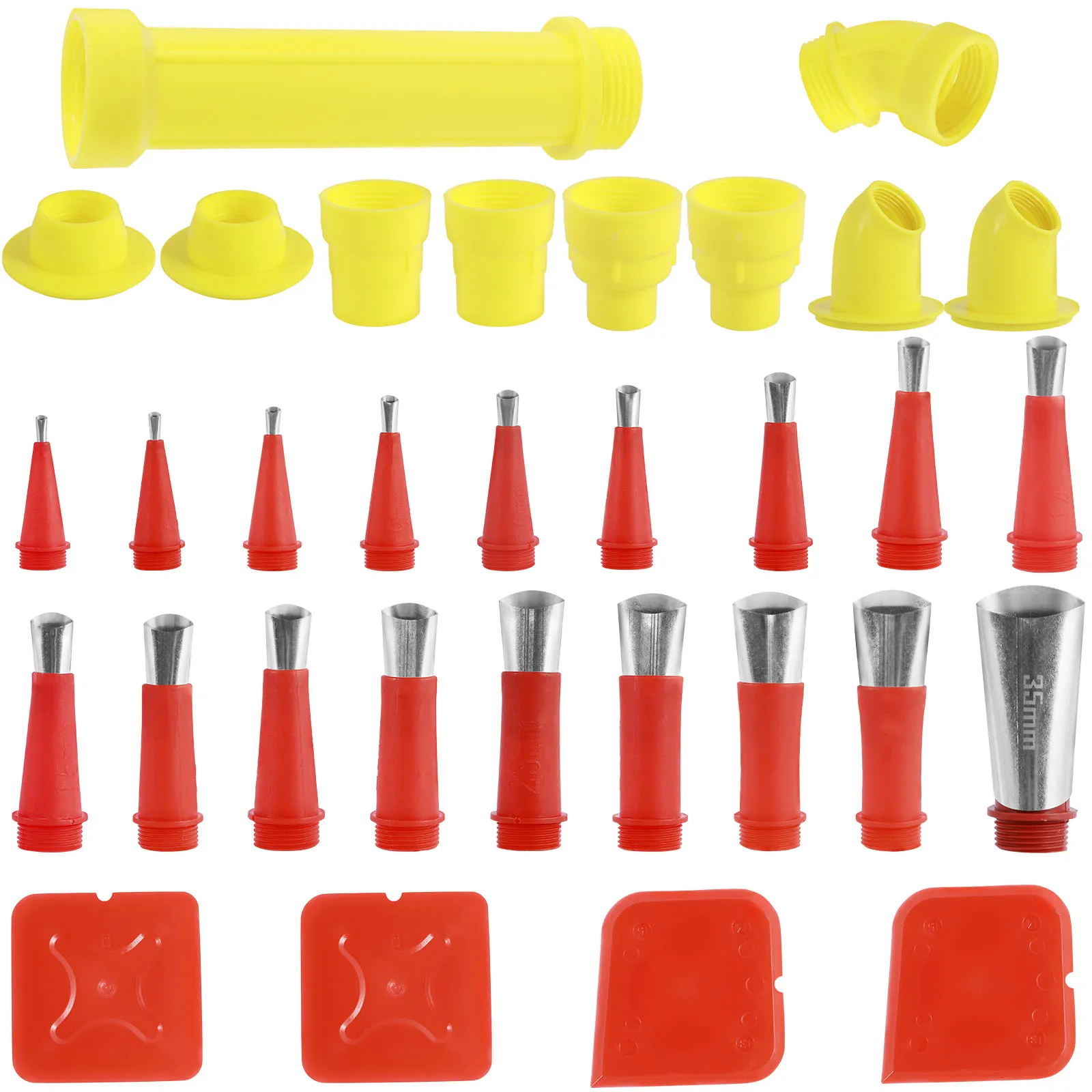 32Pcs Caulking Nozzle Set Universal Caulking Finisher Tool 5-35mm Multi-Size Caulking Tip Kit Stainless Steel Caulking Tool Set