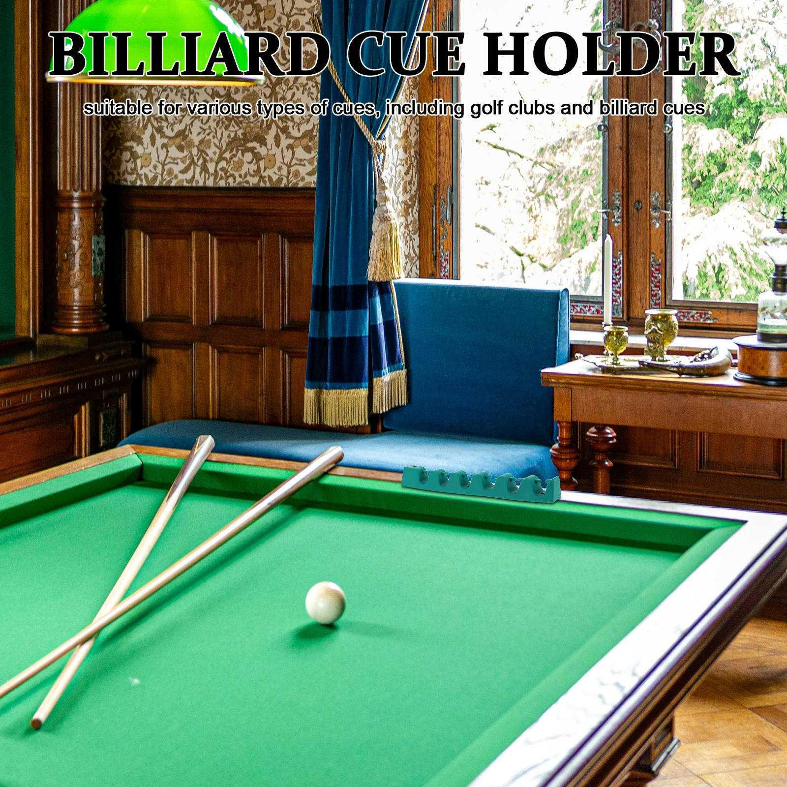 

1pc Rubber Billiard Cue Holder 6 Holes Pool Stick Rack Portable Green Nonslip Stable Support Multi Slots Design