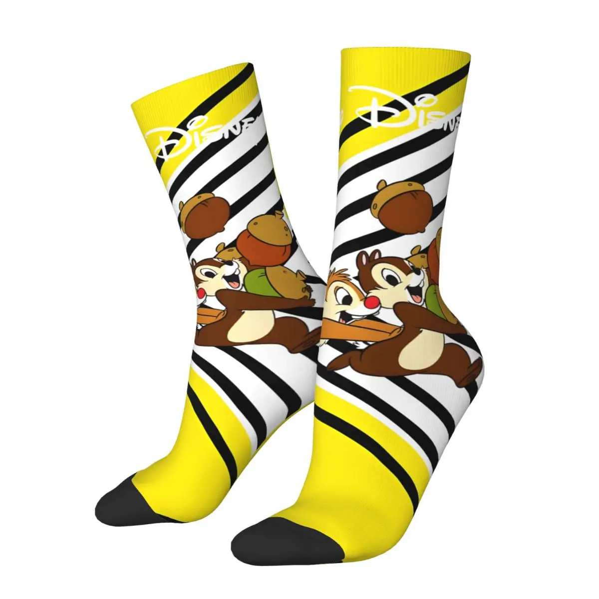 Happy Funny Chip And Dale Men's Socks Retro Harajuku Disney Rescue Rangers Hip Hop Novelty Casual Crew Crazy Sock Gift Printed