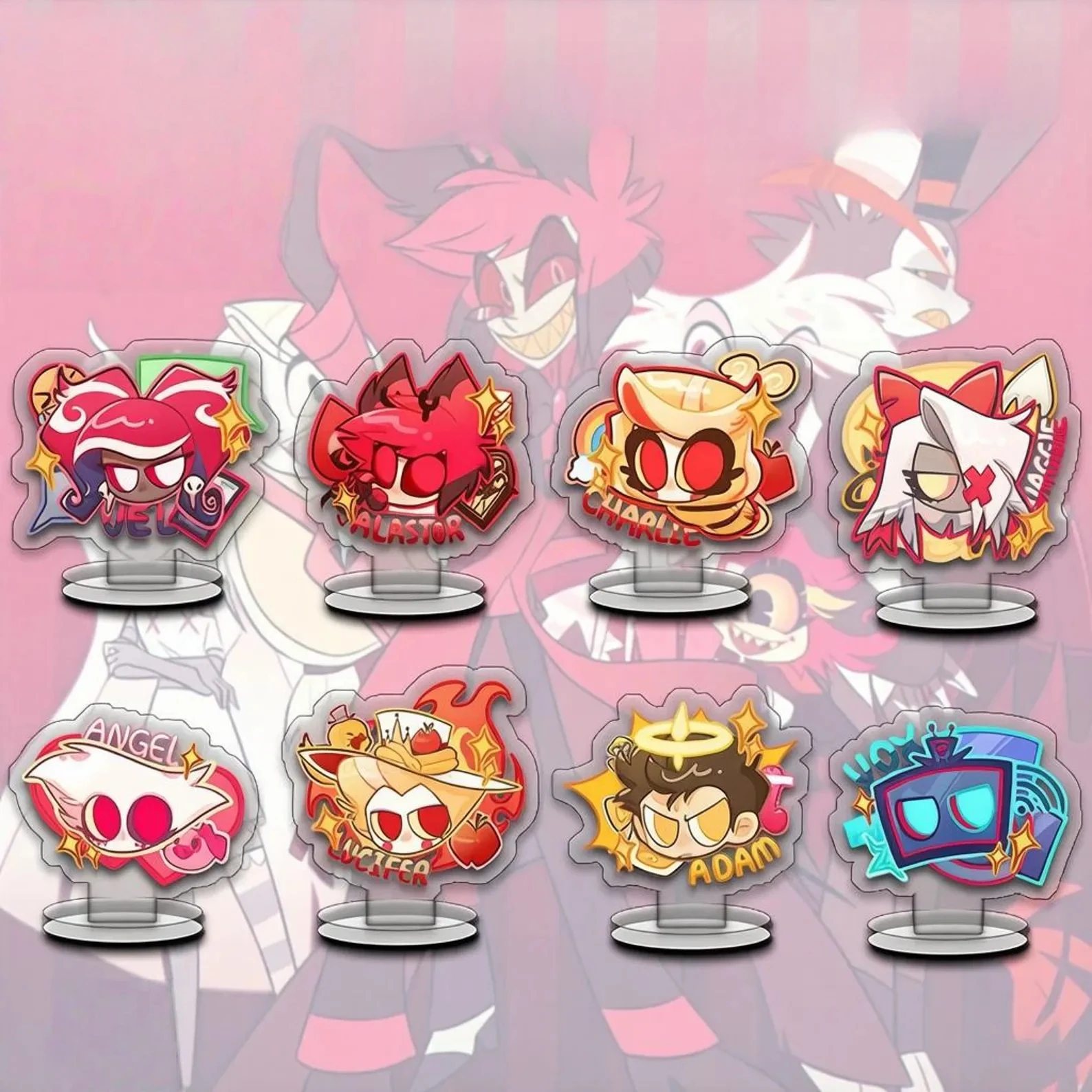Hazbin Chibi Acrylic Stand Set - Character Stands Collection Vaggie Alastor Charlie Angel Lucifer Figure Decor