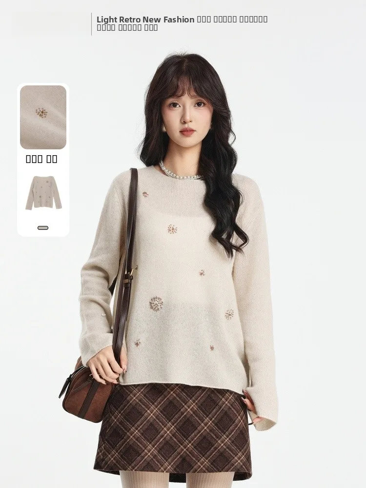 

Свитер свободного кроя с круглым вырезом Memory's Start Winter New: универсальный, комфортный, из шерстяной смеси, с длинными рукавами