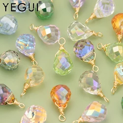YEGUI MF04,jewelry accessories,18k gold plated,copper,nickel free,glass,hand made,charms,jewelry making,diy pendants,10pcs/lot