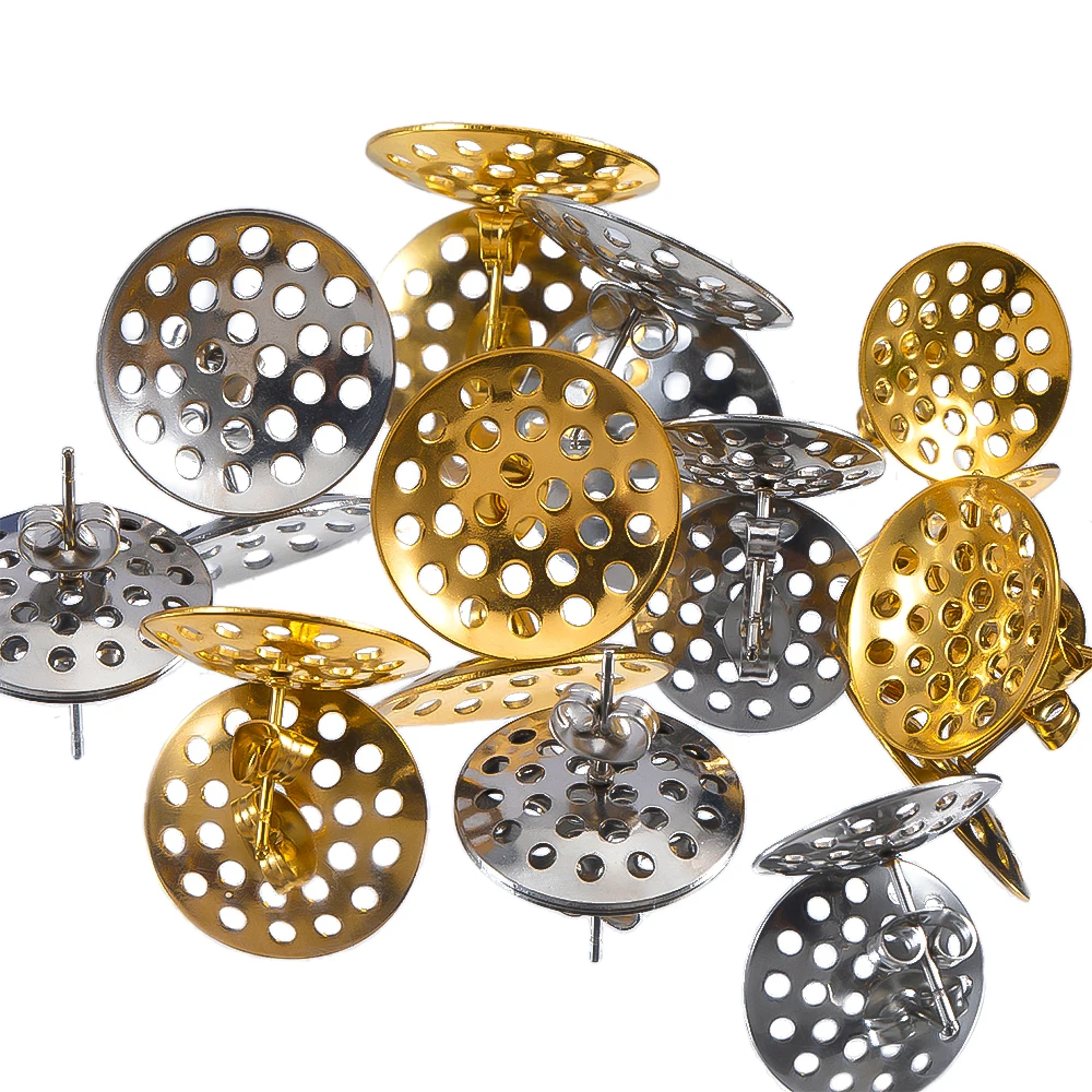 10pcs stainless steel mesh hole earrings disc earring holder for diy ladies fashion earrings