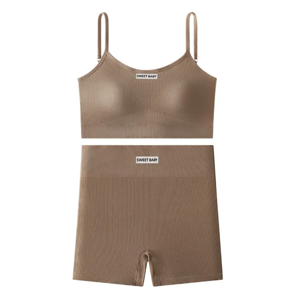 

Super Stretchy Women's Sports Clothing Set Sleeveless Vest Solid Color Underwear Shorts Pants Kit Short Sportswear