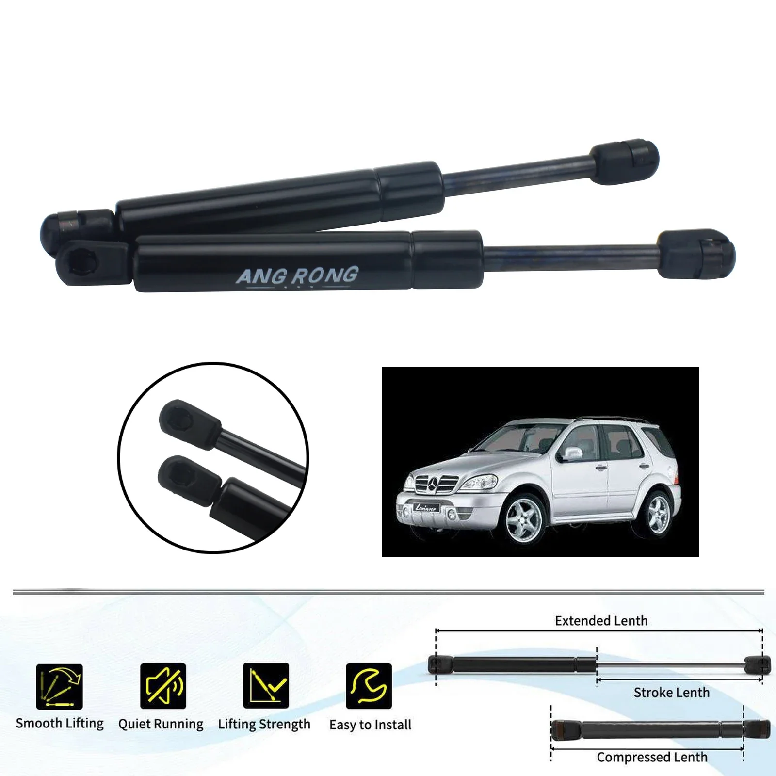 Do Mercedes Benz M ML Class W163 1998-2005 Wspornik amortyzatorów gazowych przedniej maski silnika