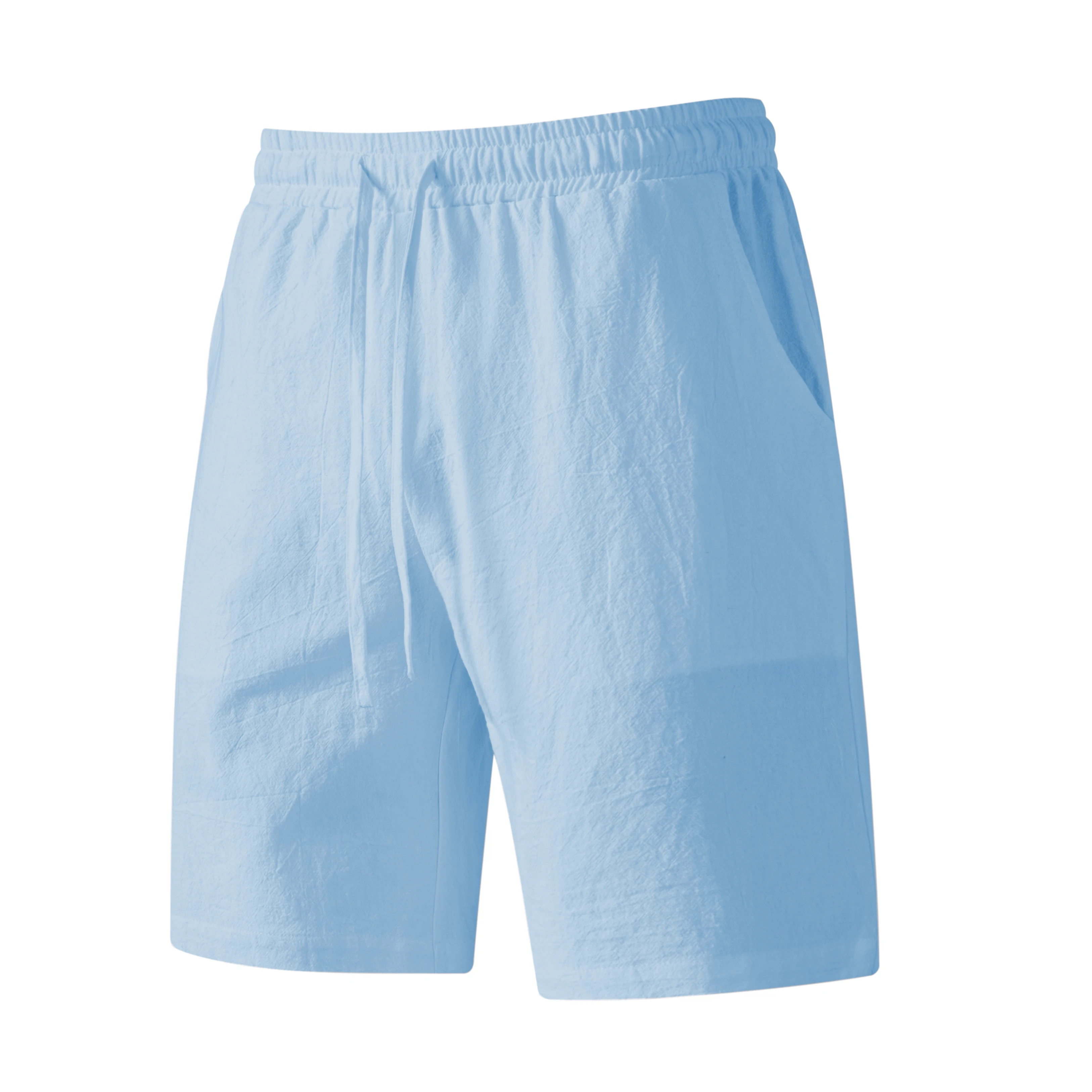 Nuevos pantalones cortos de verano para hombre con bolsillos y cordones Color sólido algodón y lino cómodos transpirables moda al aire libre transpirable