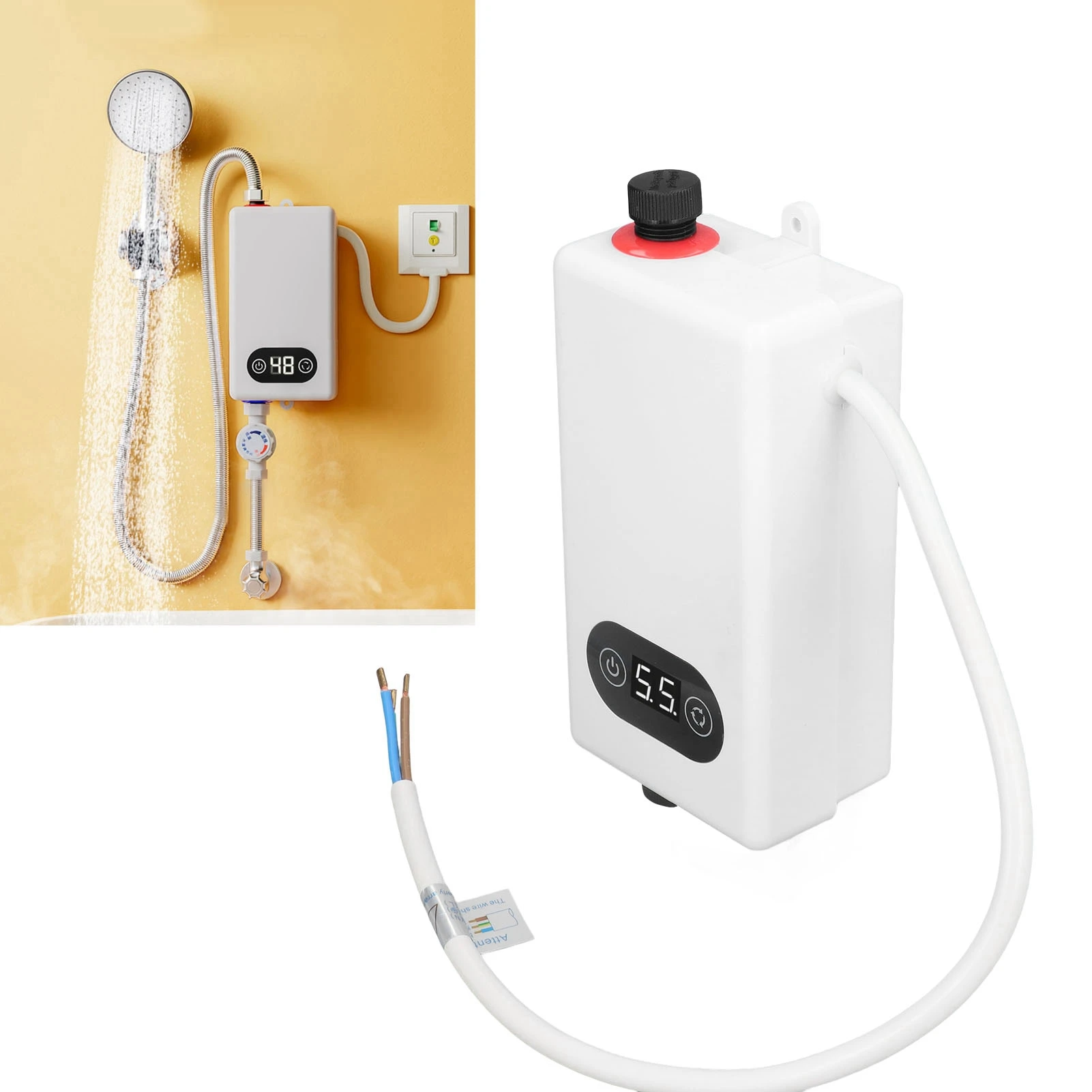 Tankless Water Heater Safe Heating Constant Temperature 220V 3400 W Instant Electric Water Heater Water Saving for Kitchen