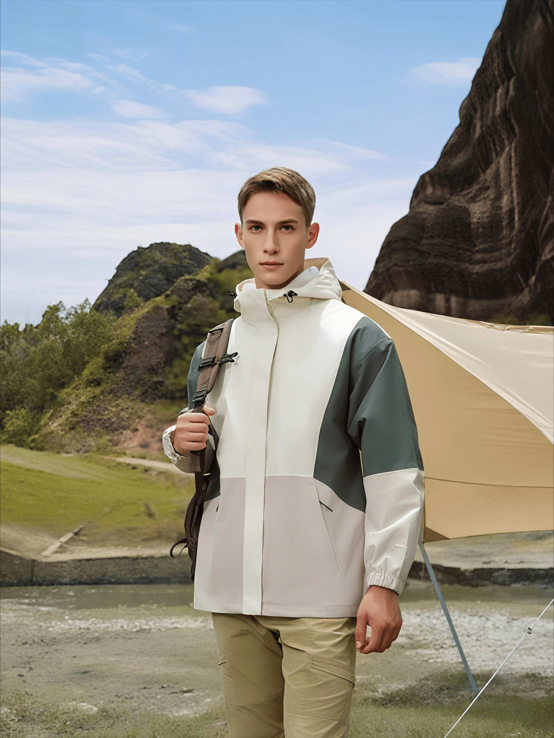 

Men's and Women's New Outdoor Jackets Spring and Autumn Splicing Color Jackets Zipper Hoodies Sportswear Versatile Couples Wear