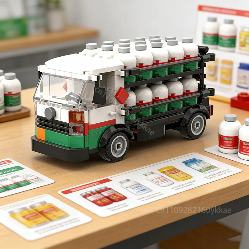 

New City Home Gas Delivery Truck Building Block Model Transportation Truck Model Custom Puzzle Kids Education Christmas Toy Gift