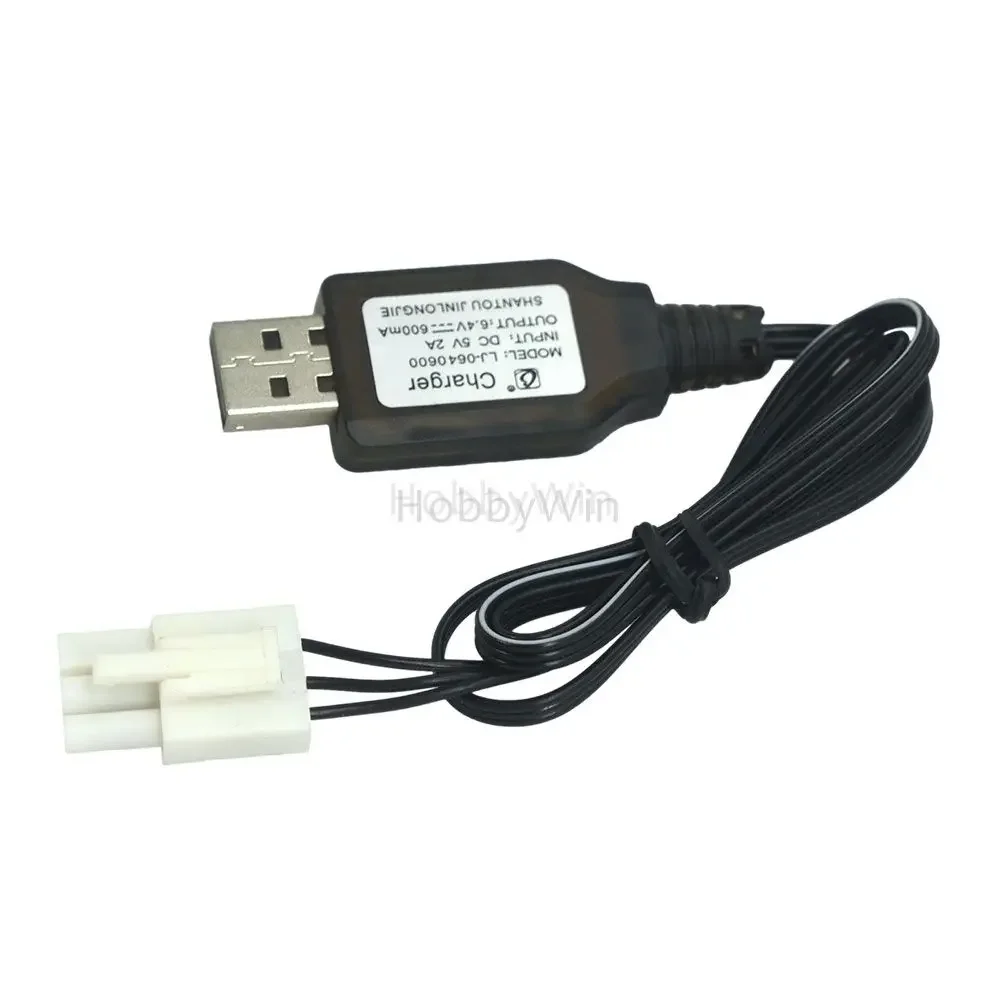 6.4V 600mA USB Charger Cable EL4.5-3P male plug P-TO-R for 2S LiFe Battery RC Car Truck Speed Boat