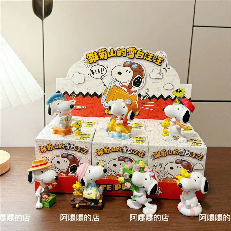 Snoopy Ornament Blind Box Kawaii Daisy Mountain S Snow White Bark Blind Box Snoopy Peripheral Car Desktop Ornament Figurine Gift