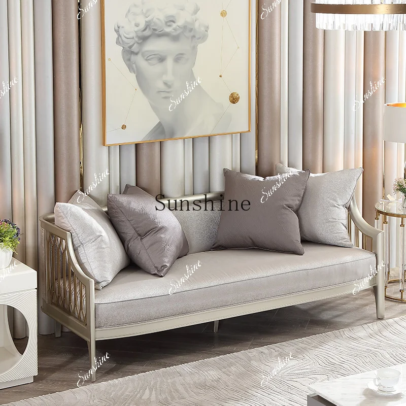 Modern American Solid Wood Sofa Living Room Chenier Three-person Sofa EA1  FT