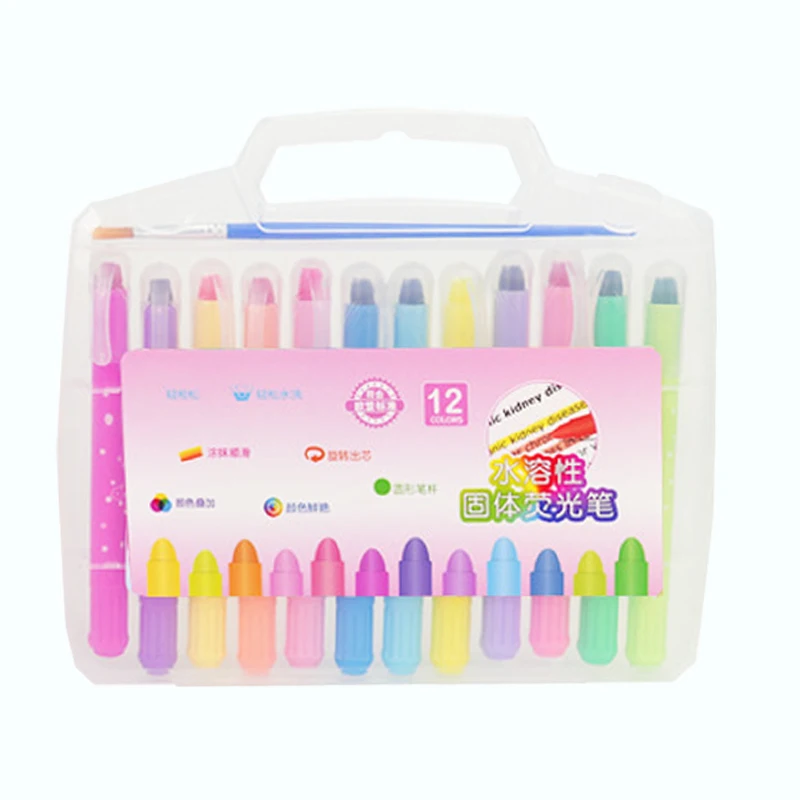 Adorável criativo papelaria sólido fluorescente traços iluminador marcadores fluorescentes cor caneta estudantes doce cor pequeno fresco