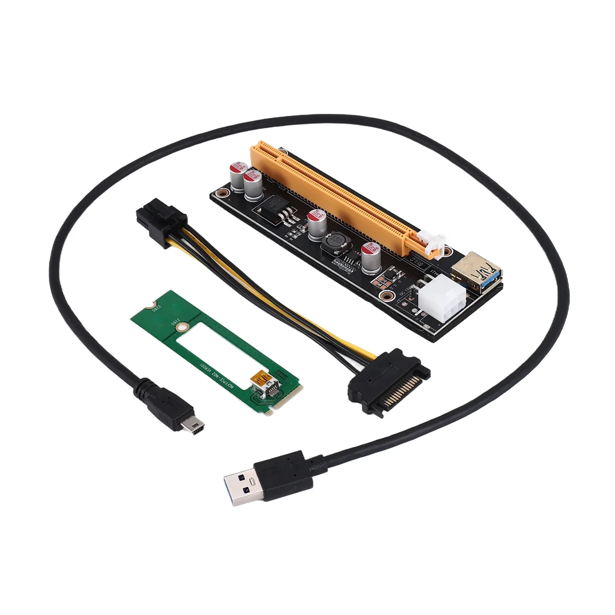 Hot sale NGFF M.2 M Key to USB 3.0 PCI-E Riser Card M2 to USB3.0 PCIE 16X 1X Extender with Power for Litecoin