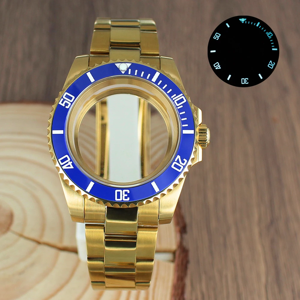 Водонепроницаемый корпус часов 40 мм, 200 м, аксессуары, светящийся керамический безель, сапфир для NH35 NH36 8215 SUB GMT, ремешок Oyster, скользящая пряжка