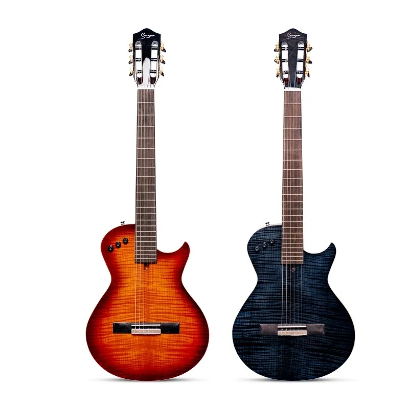 Electric Classic Guitar 39 Inches Silent Nylon Strings Acoustic Guitarra High Gloss Travel  3 Colors Connecting The Amplifier