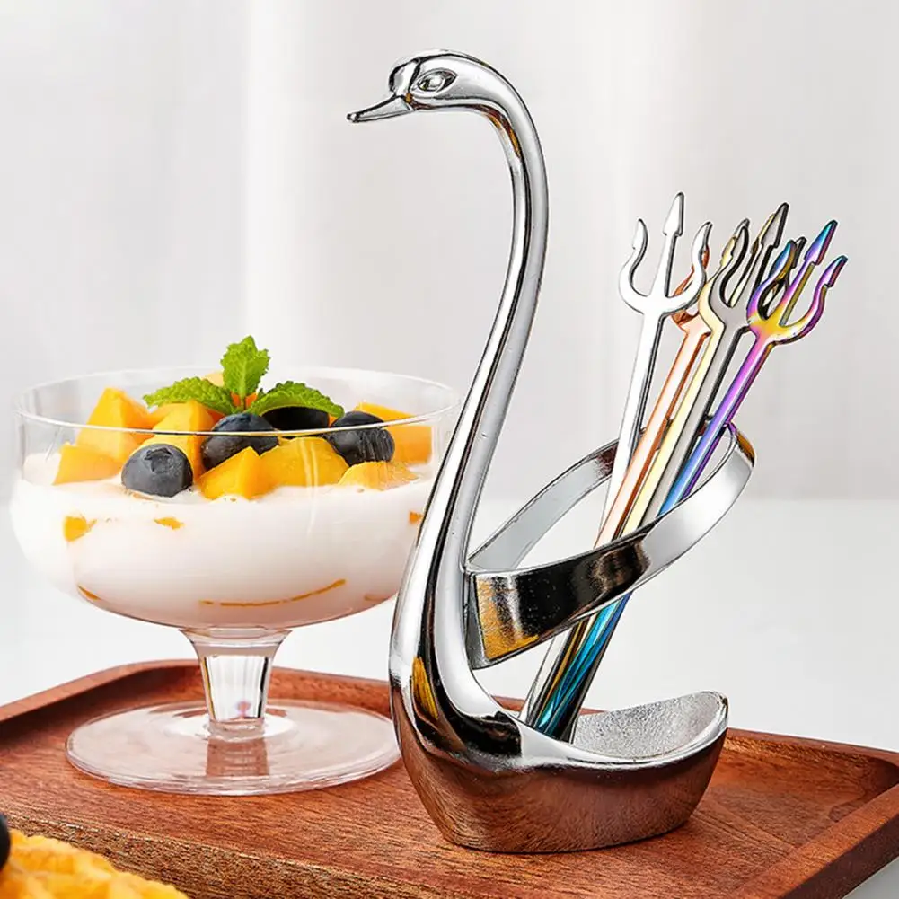 Fruit Fork Anti-rust Reused Elegant Picking Multicolor Tableware Mirror Polish Stainless Steel Metal Dessert Fork Kitchen Tools