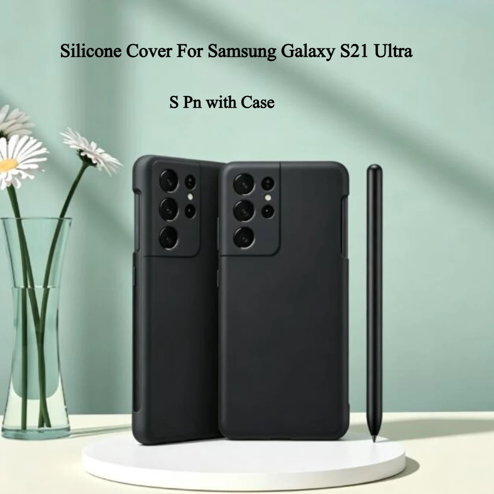 New Silicone Cover For Samsung Galaxy S21 Ultra S21Ultra Stylus Mobile Phone S Pen With Case Built-in Stylet Pen Slot