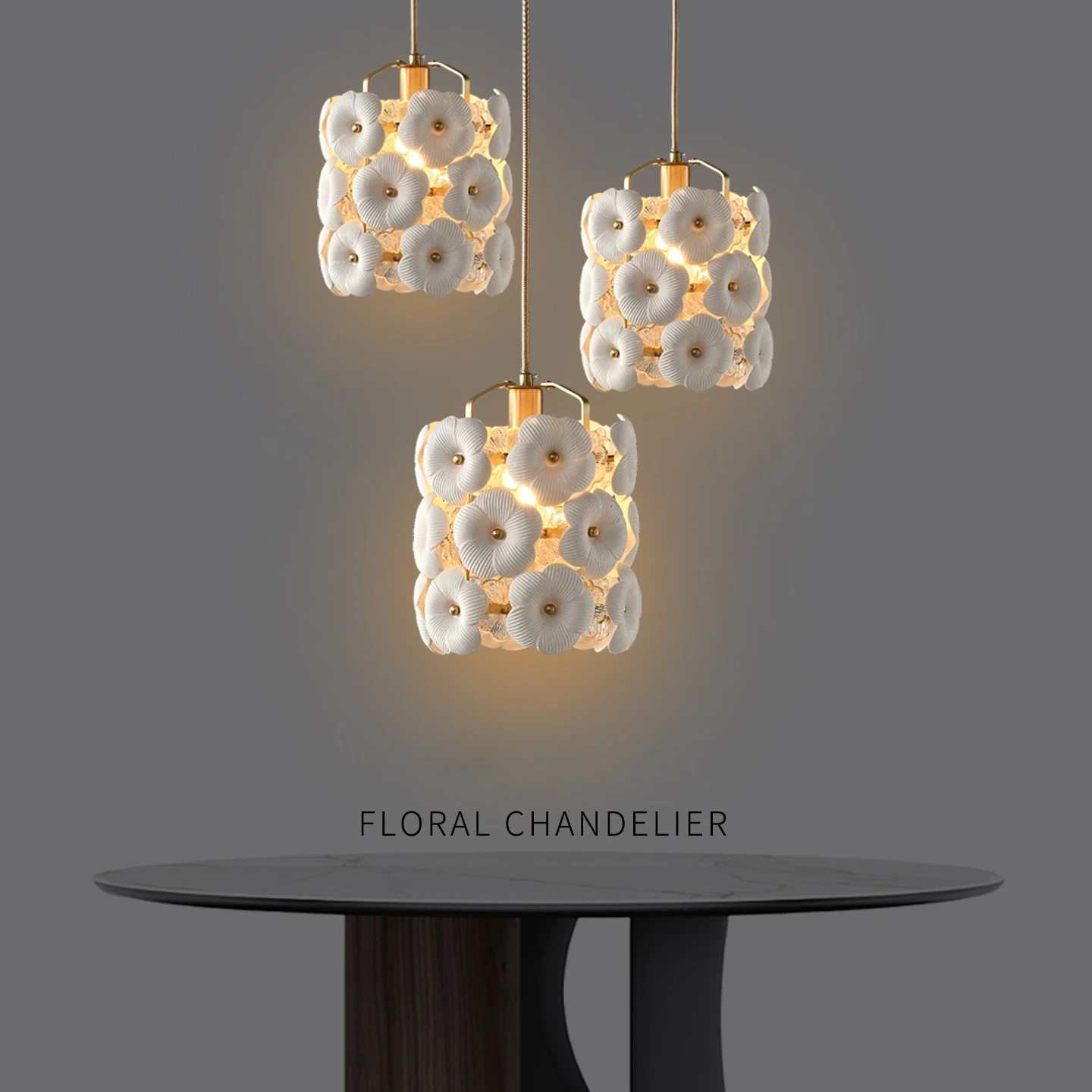 French Retro Ceramic Ceiling Lamp, Designer Style Bedroom Study Wardrobe Living Room Lamp High-end LED All-copper Pendant Lamp