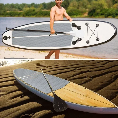 Imagen 2 del producto Almohadillas de tracción antideslizantes para tabla de surf de espuma EVA, 115x31cm, alfombrilla antideslizante con agarre de diamante, uso para Kayak, RV, yate, piscina, monopatín, Skimboard