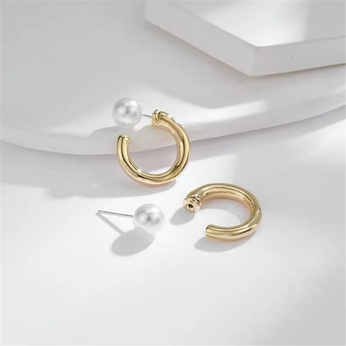 925 Stamped Alloy Gold Plating Pearl Earrings Setting DIY Jewelry Findings, Craft Supplies Handmade Earrings Accessory No Pearl