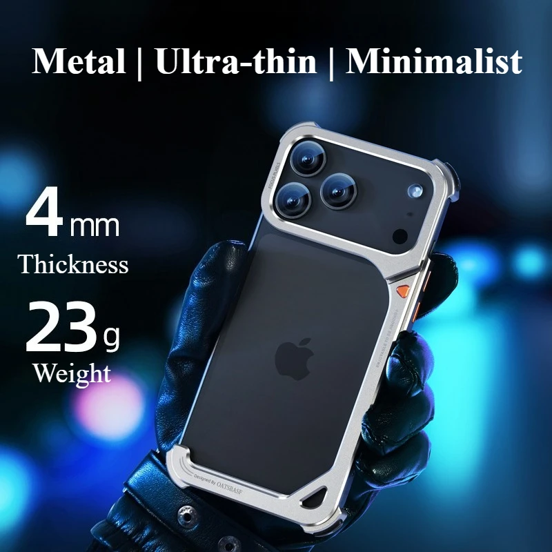 

Oatsbasf 9-Shaped Phone Case for iPhone 17 Pro Max/17 Pro with Hidden Stand Metal Frameless Magnetic Minimalist Shockproof Cover