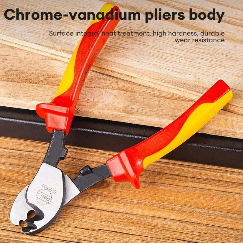 1 Pcs 6/10 Inch 1000V Insulated Cable Cutter Electrician Professional Pliers Shock Wire Stripper Tool VDE Pliers Cable Scissors