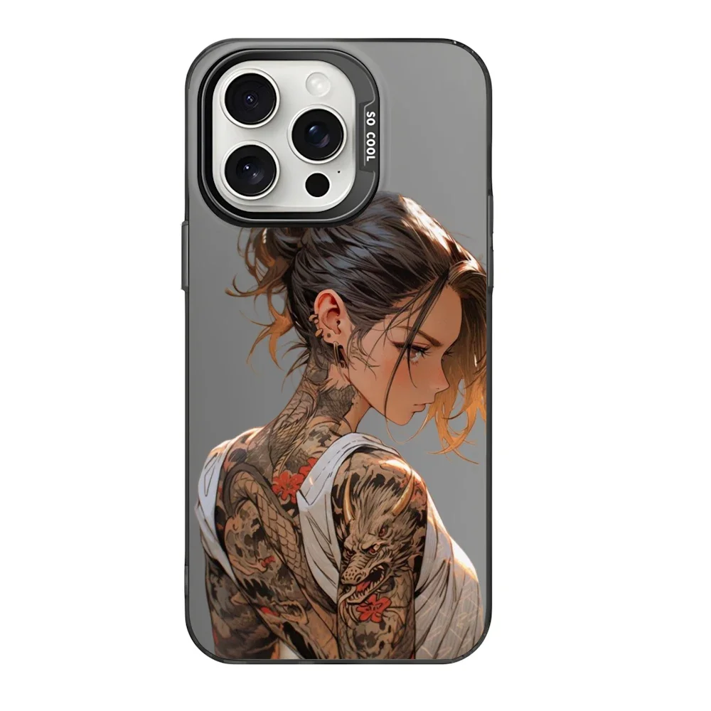 

Fashion Tattoo Anime Girl Phone Box for iPhone 16 Pro 15 Pro 14 13 12 11 XS 14 PRO MAX 16 plus 14Pro 12pro Soft Shell