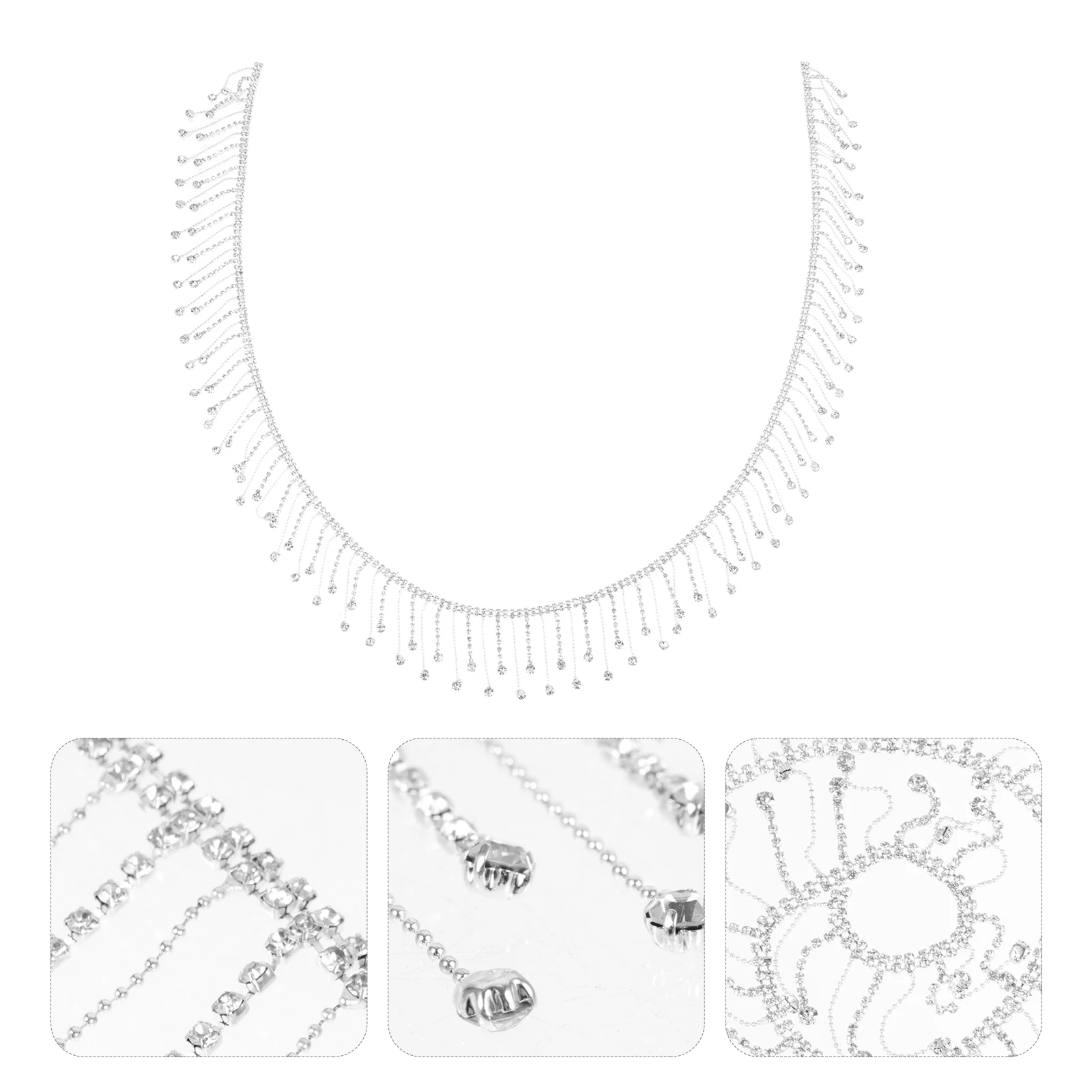 

Exquisite Rhinestone Tassel Chain Cuttable Decorative Trim Diy Dress Accessory Sewing Supply Durable Multi-Function Fringe For