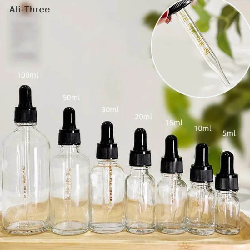 Bouteilles compte-gouttes avec échelle, 1 pièce, réactif, goutte d'oeil, verre Transparent, liquide d'aromathérapie, Pipette, bouteilles rechargeables, voyage