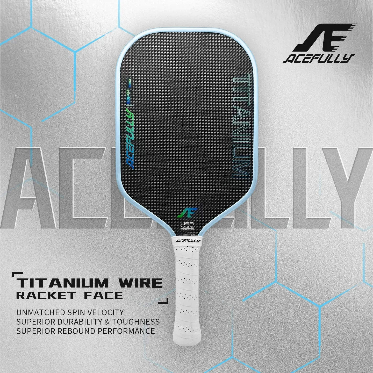 

Acefully pickleball paddle Titanium wire braided Epp foam core EVA power ring High durability Greater Sweet Zone Hot pressing