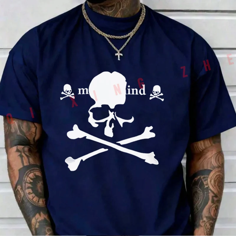 Men's And Women's T-shirt Summer New Moto Cotton Tee New Fashion American Trend Slim Fun Skull Short-sleeved Spring Autumn Top
