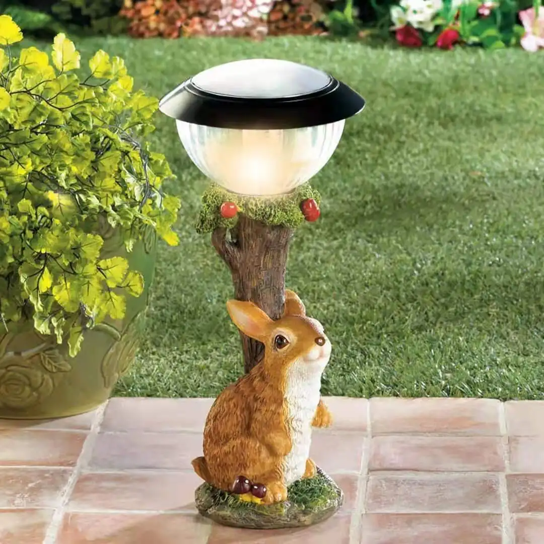 Luz Solar para jardín, iluminación decorativa de animales, conejo, ardilla, perro, elfo, novedad de 2024