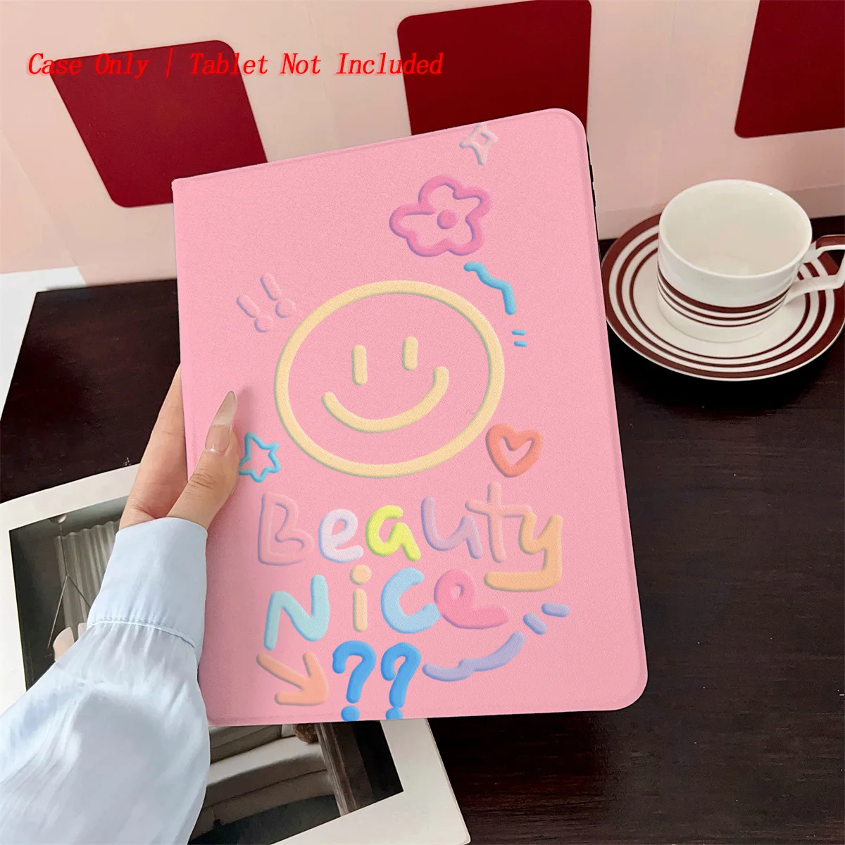 

Cheerful Smiley Faces + English Prints iPad Case for Air 4/5/6 10.9 3rd Gen 9.7 Anti-Scratch Protective Cover